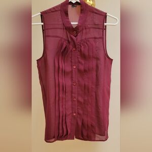 Theory Silk Sleeveless Burgundy Blouse S